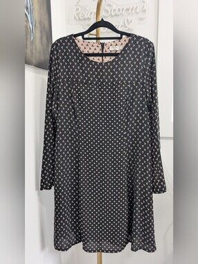 NWT Paul Brial Mixed Pattern Polka Dot & Floral Long-Sleeve Dress - Size Large